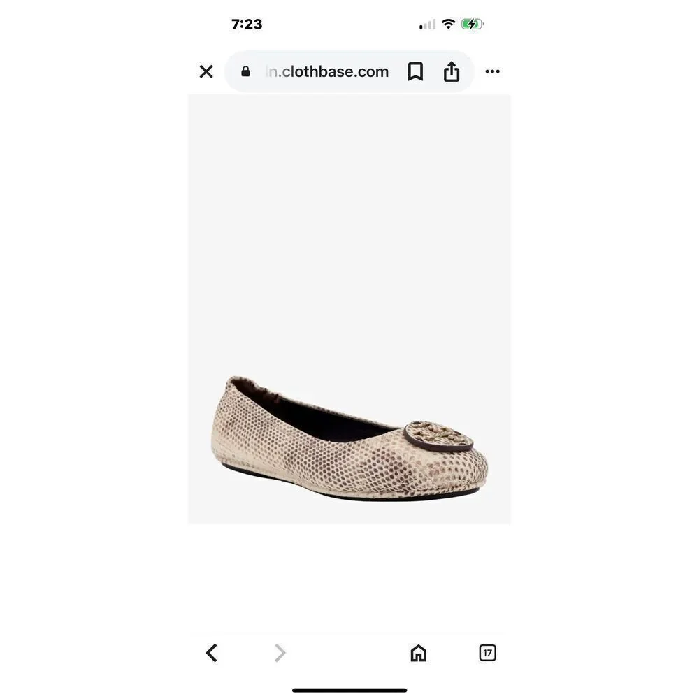 Tory Burch MINNIE TRAVEL BALLET STAMPED SNAKE LEATHER NWB Size 5